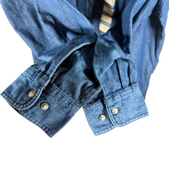 Wrangler 2 Men's XL NWT Blue & Gray 100% Cotton Relaxed Fit L/S Button Up Shirts - Picture 13 of 13